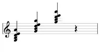 Sheet music of G 6&#x2F;9 in three octaves